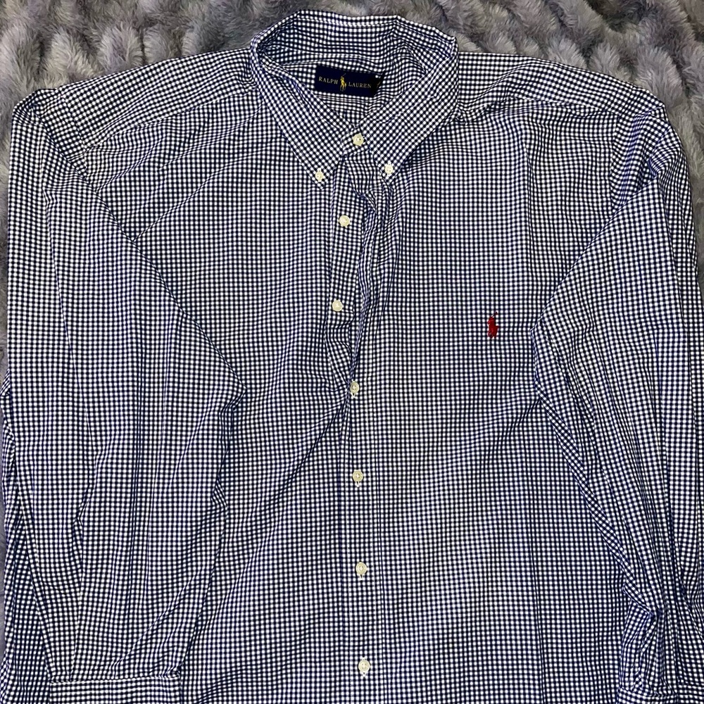 Ralph Lauren Classic Navy Checkered Button Down Shirt 3XB